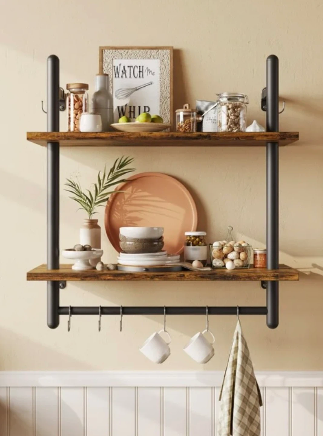 Bestier 2-Tier Wall Shelf with Hooks