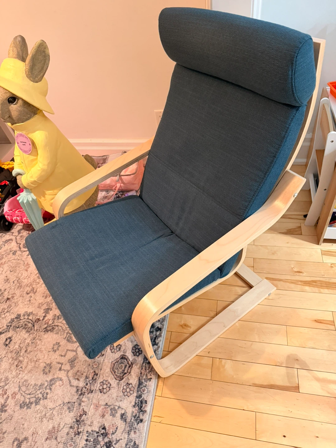 IKEA Poäng Chair - Dark Blue Fabric & Wood Frame - photo 2