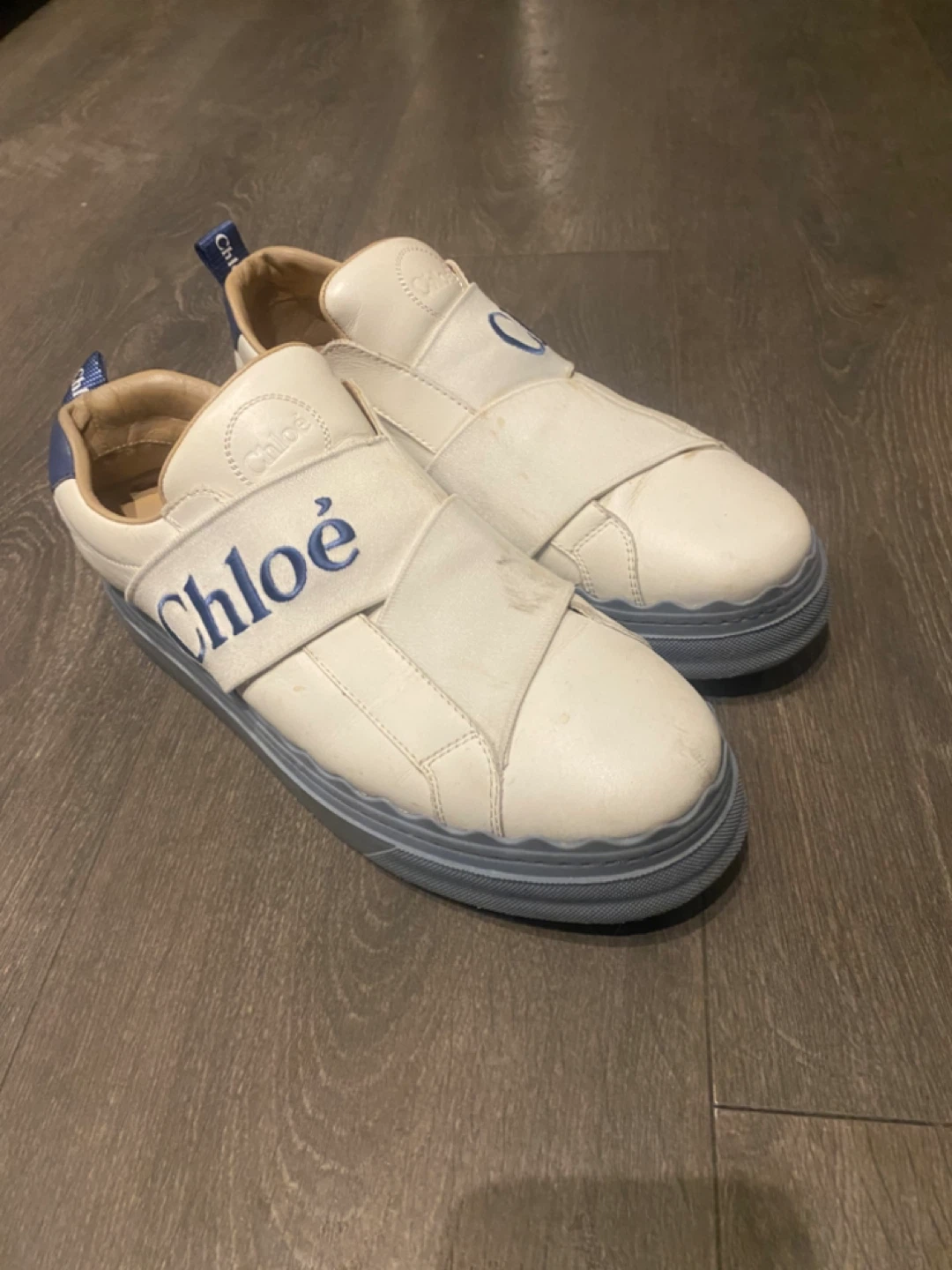 Chloe Women's White Leather Slip-On Sneakers