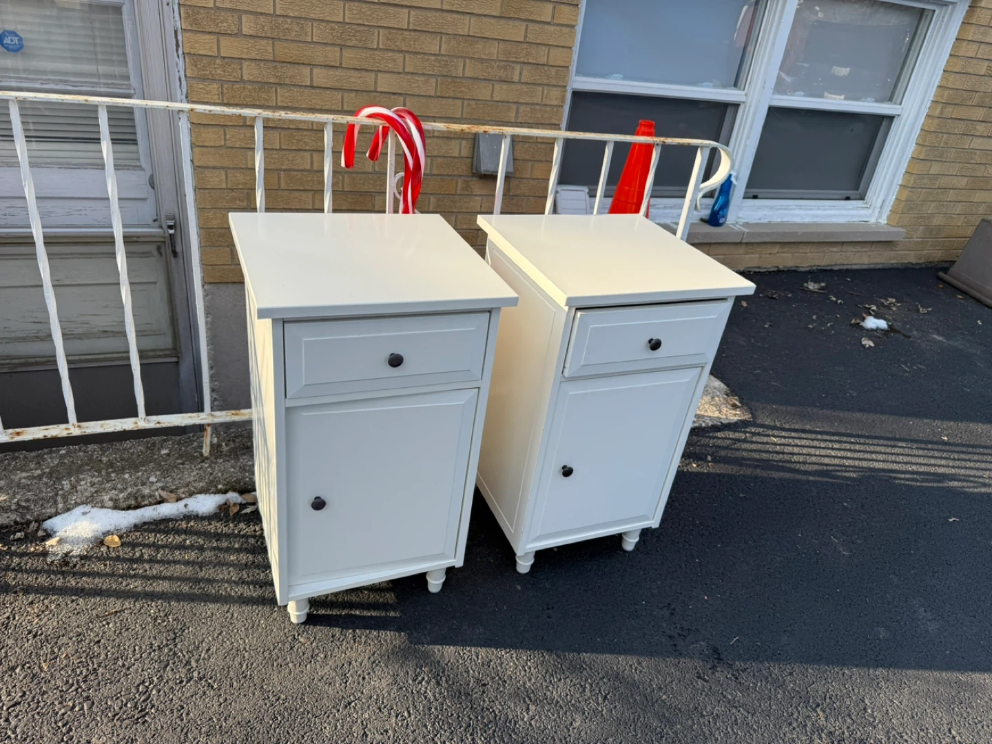 Pair of White Nightstands with Drawer and Cabinet - photo 2