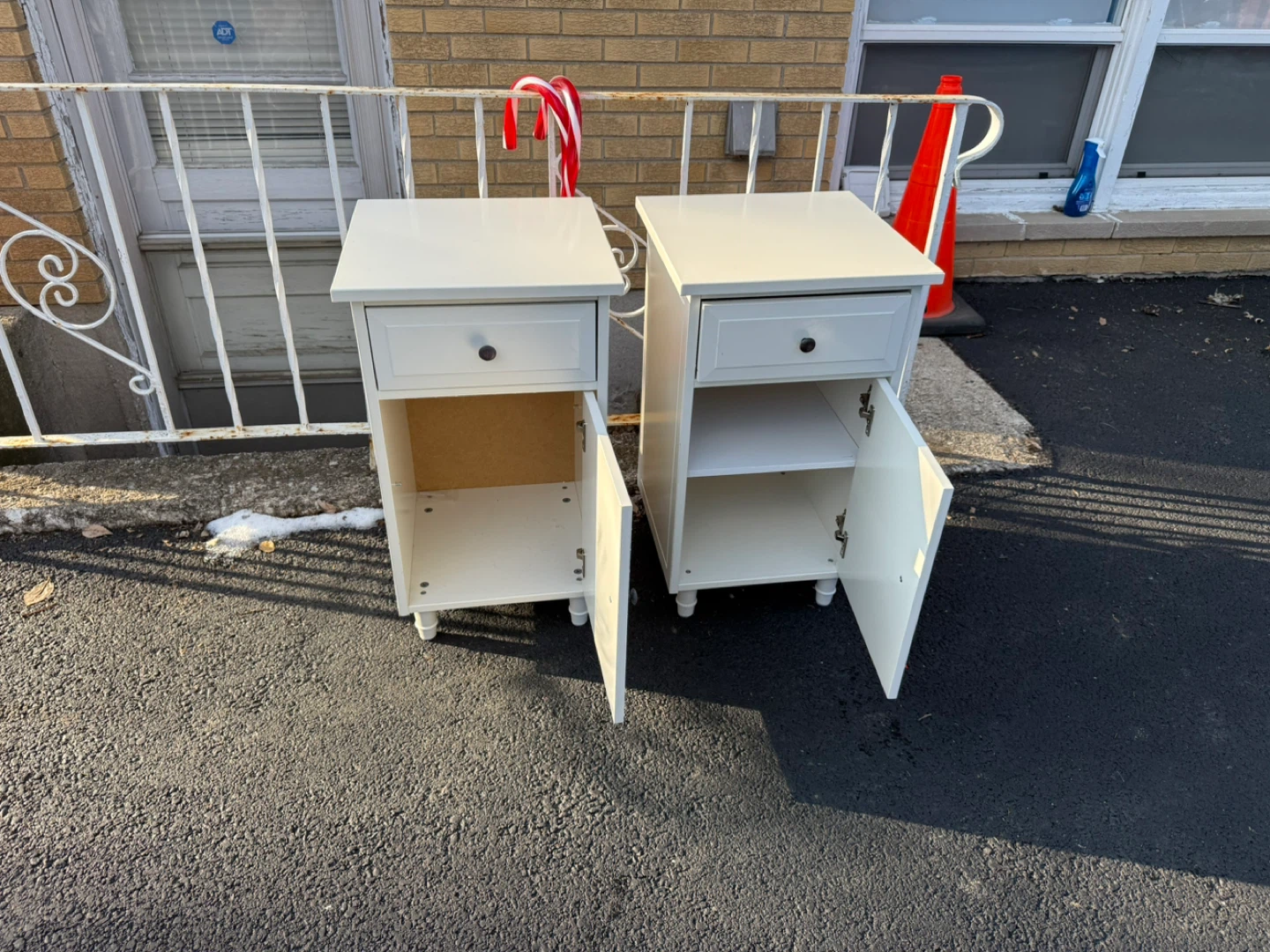 Pair of White Nightstands with Drawer and Cabinet - photo 3