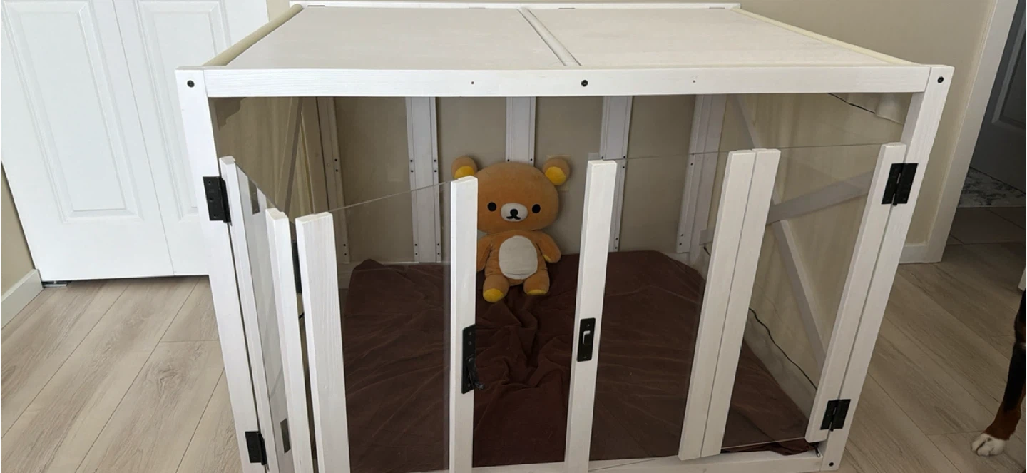 White Pet Crate with Clear Doors and Fabric Cover - photo 4