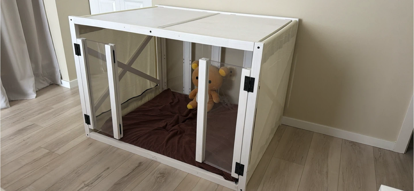 White Pet Crate with Clear Doors and Fabric Cover - photo 2