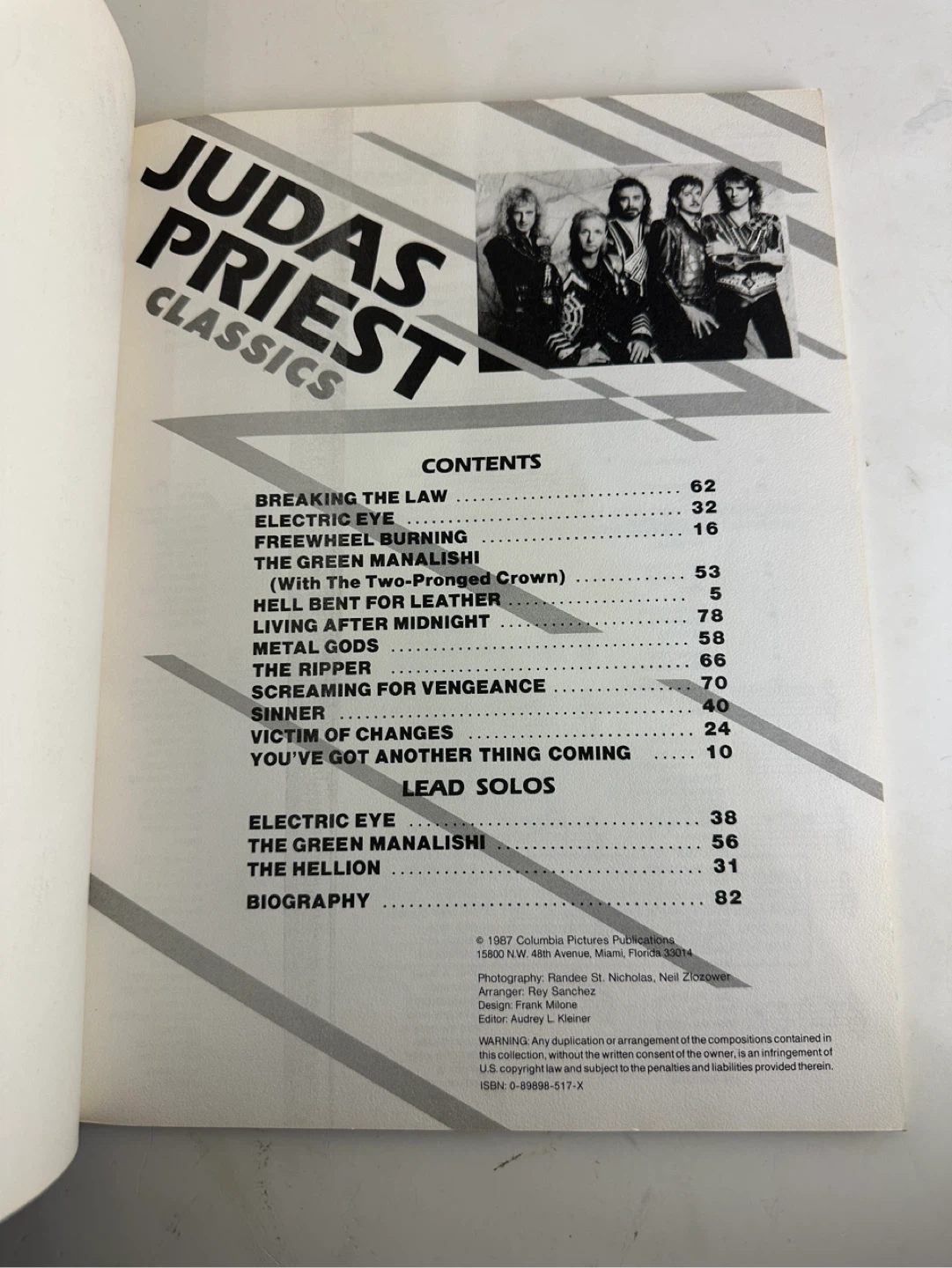 Judas Priest Classics Guitar/Vocal Songbook 1987 - photo 4
