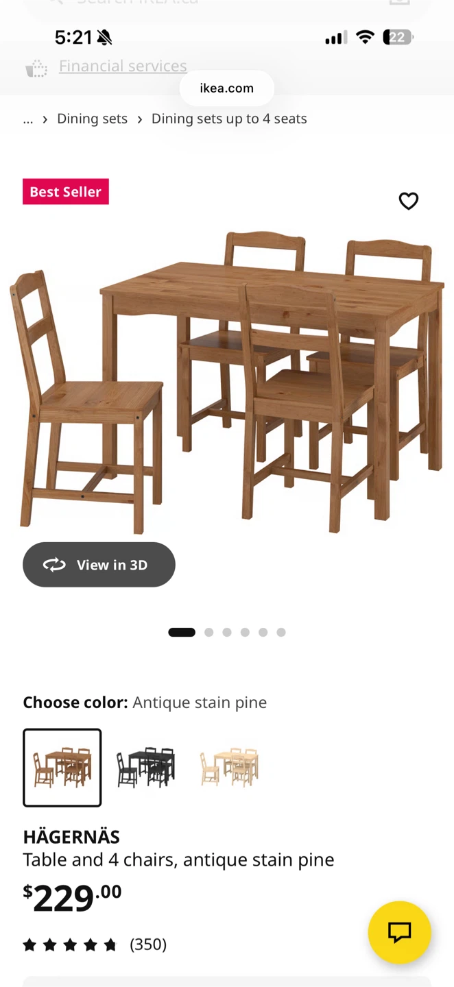 IKEA HÄGERNÄS Table and 4 Chairs Set - Antique Stain Pine - photo 5