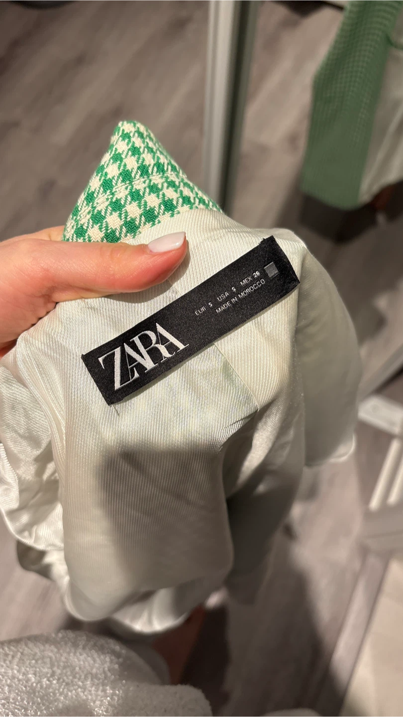 Zara Green Gingham Double-Breasted Blazer - photo 5