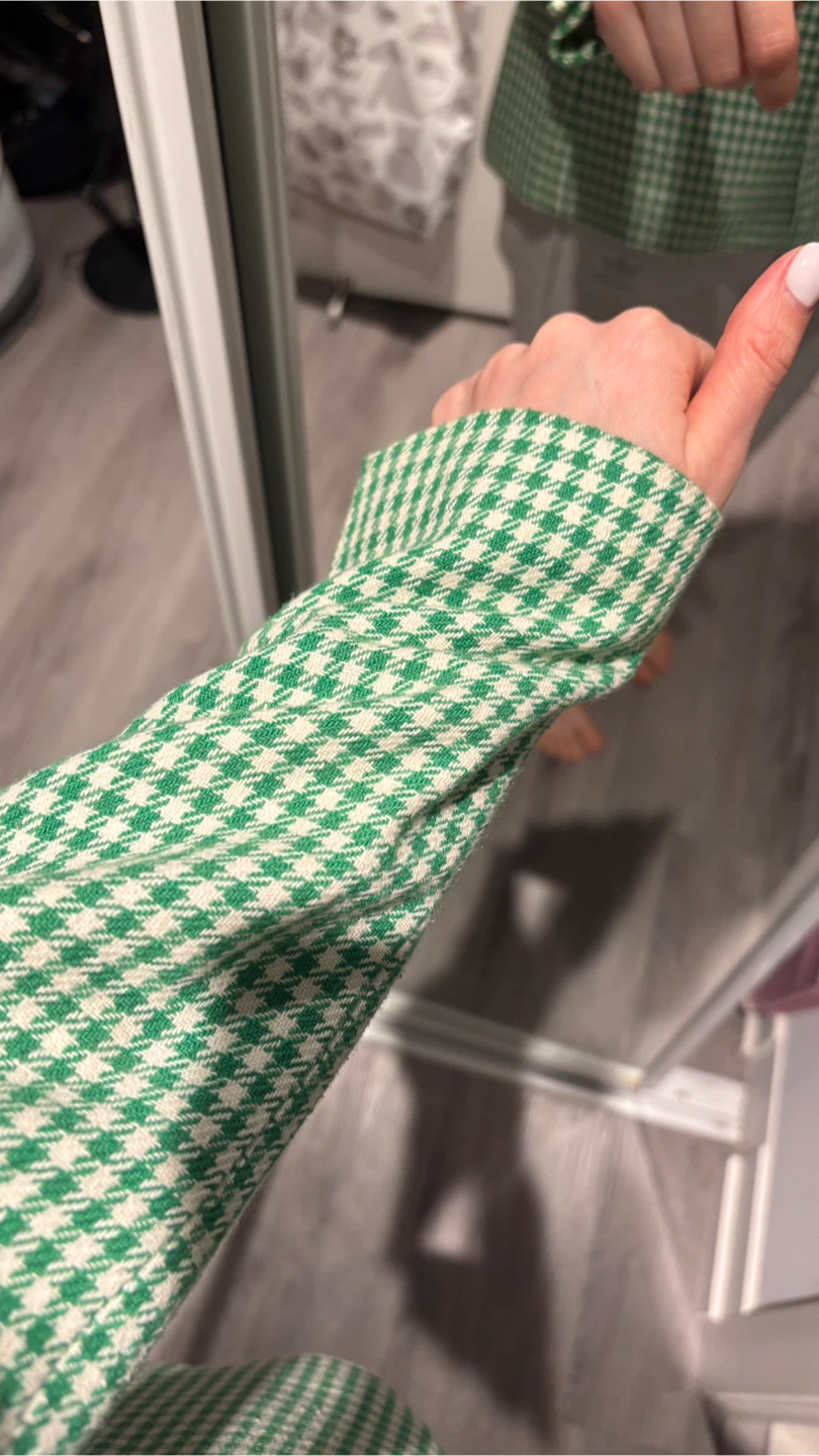 Zara Green Gingham Double-Breasted Blazer - photo 3