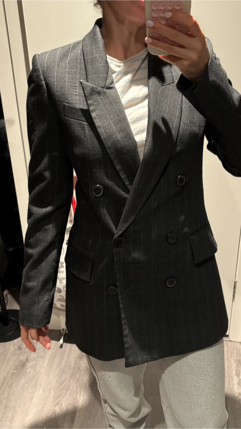 ZARA Woman Double-Breasted Pinstripe Blazer - photo 3