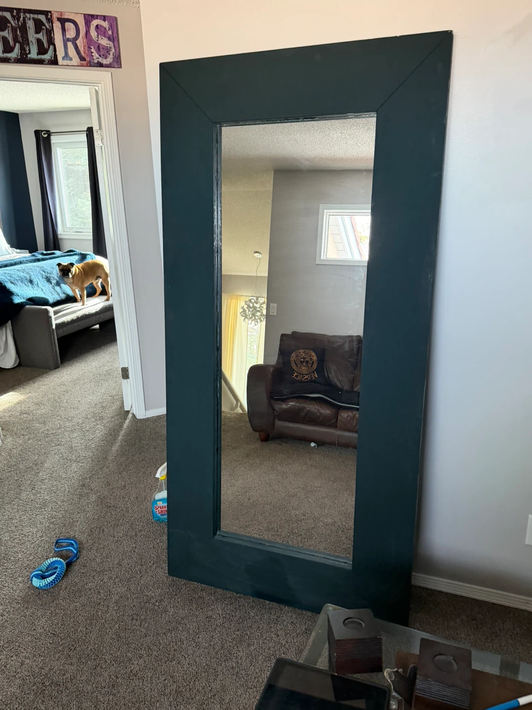 Large Framed Wall Mirror - Dark Green - photo 2