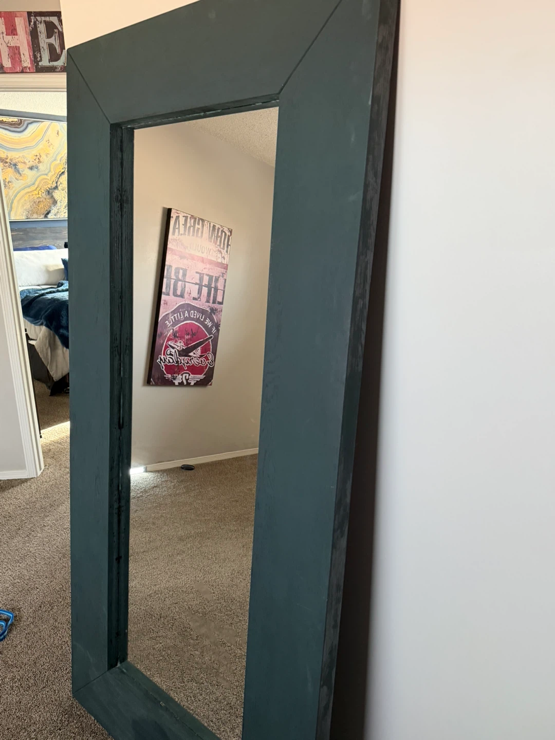 Large Framed Wall Mirror - Dark Green - photo 3