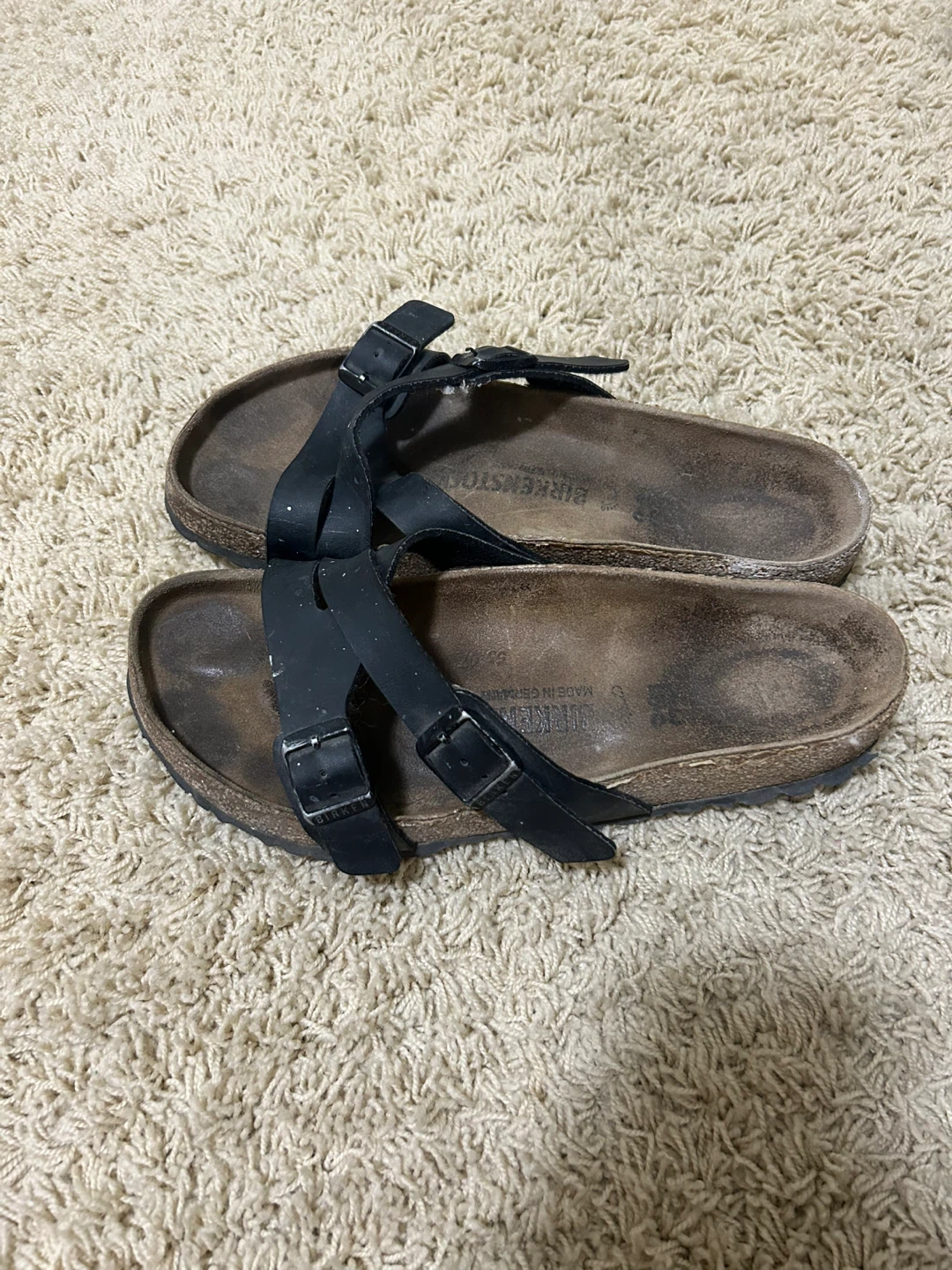 Birkenstock Black Leather Sandals - Size 39