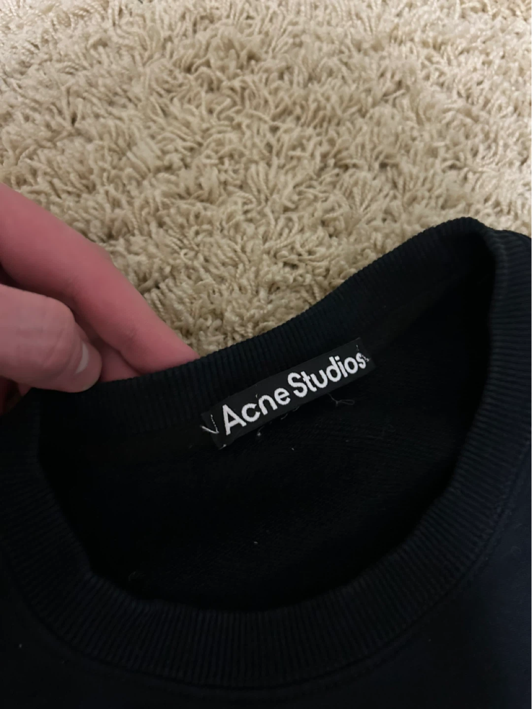 Acne Studios Black Crewneck Sweatshirt with Face Patch - photo 2