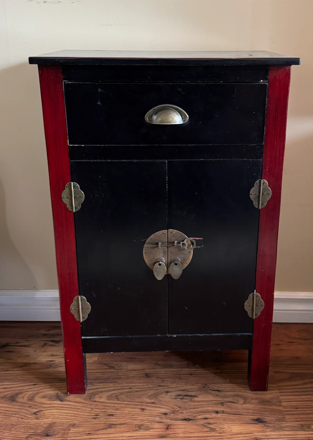 Black and Red Oriental Style Cabinet