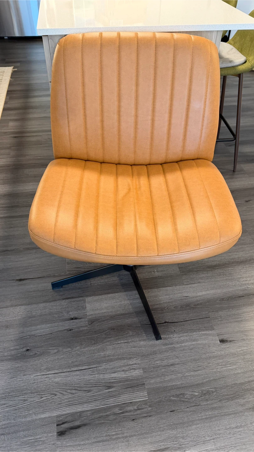 Tan Faux Leather Office Chair