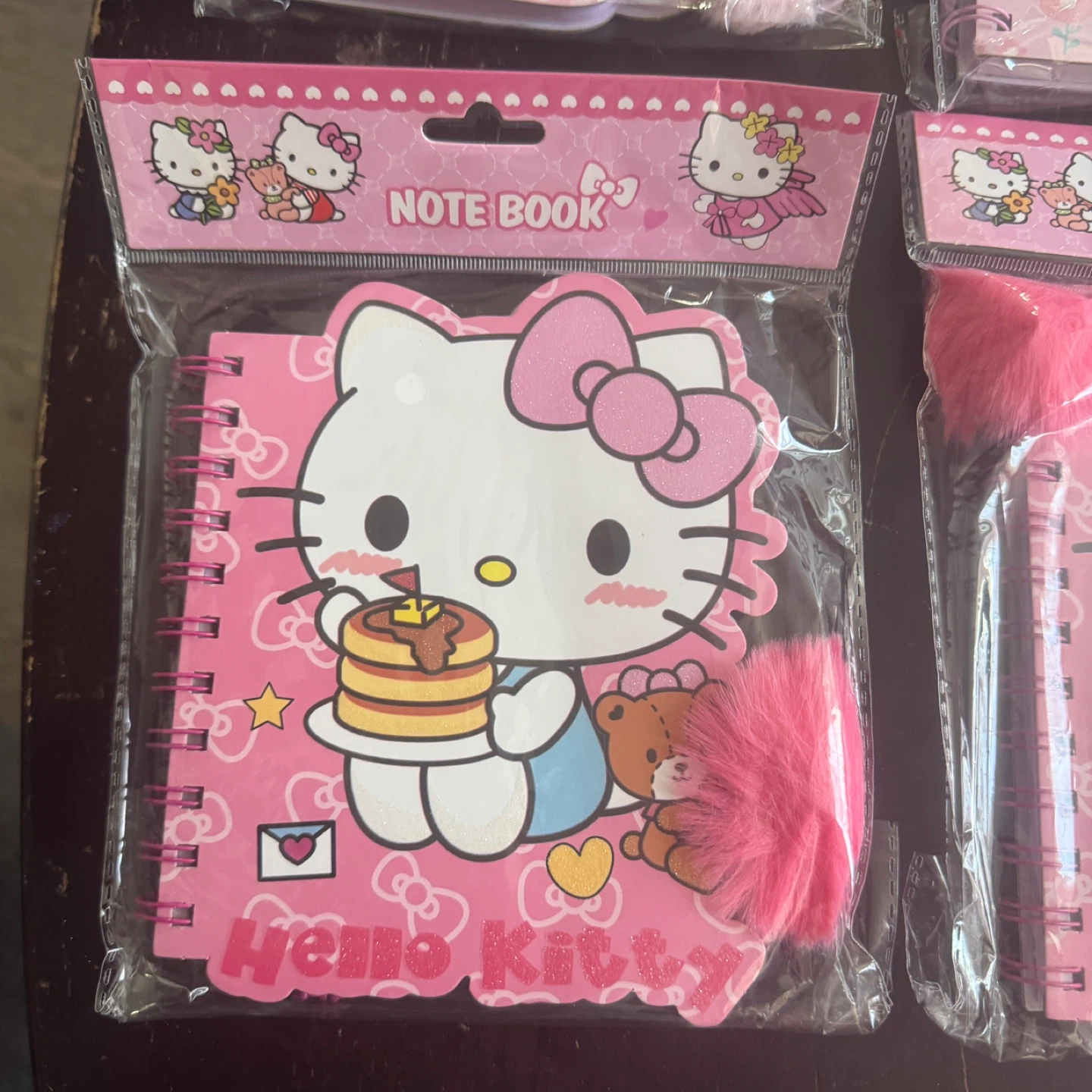 Hello Kitty Spiral Notebook with Pink Pom Pom Charm