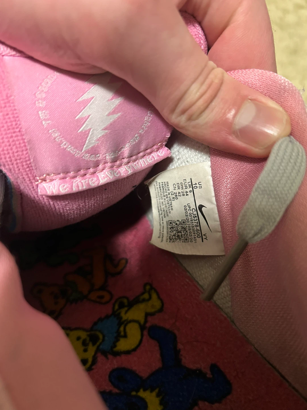 Nike SB Dunk Low Grateful Dead Bears Pink Sneakers - photo 3