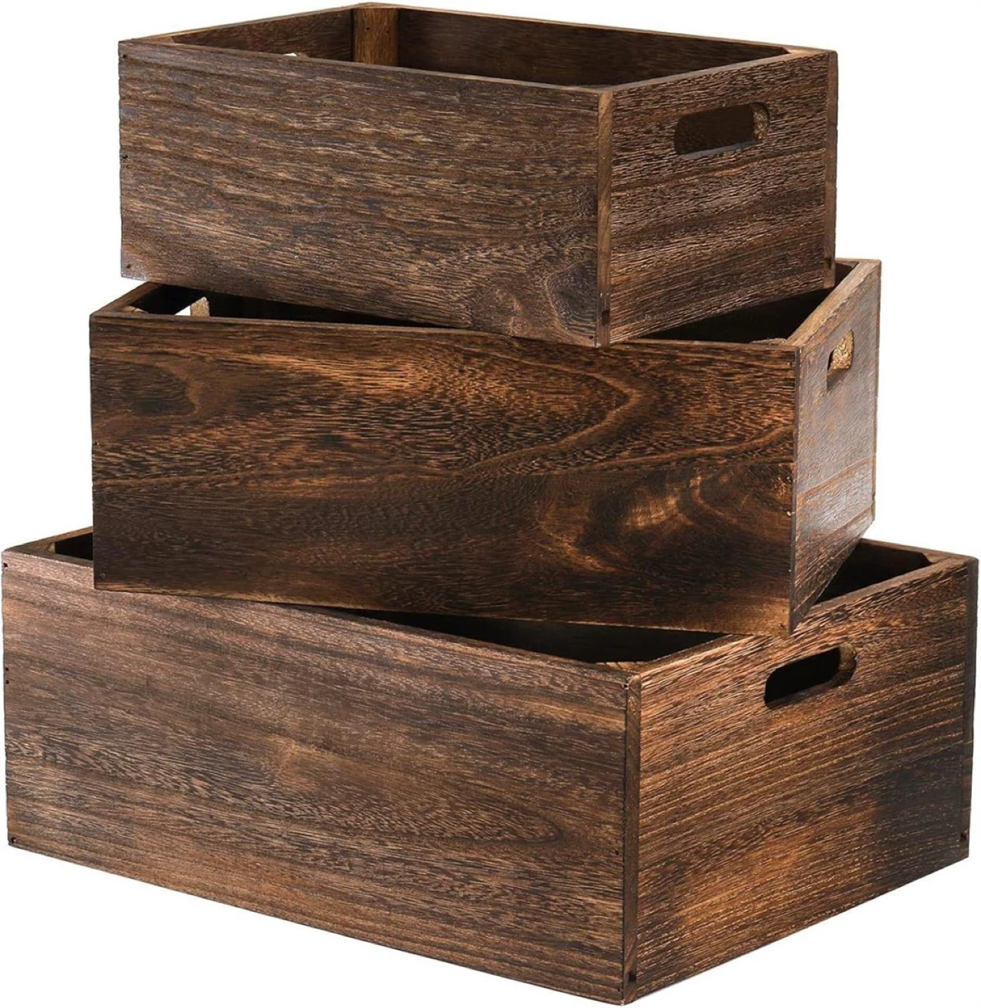 Set of 3 Wooden Storage Crates