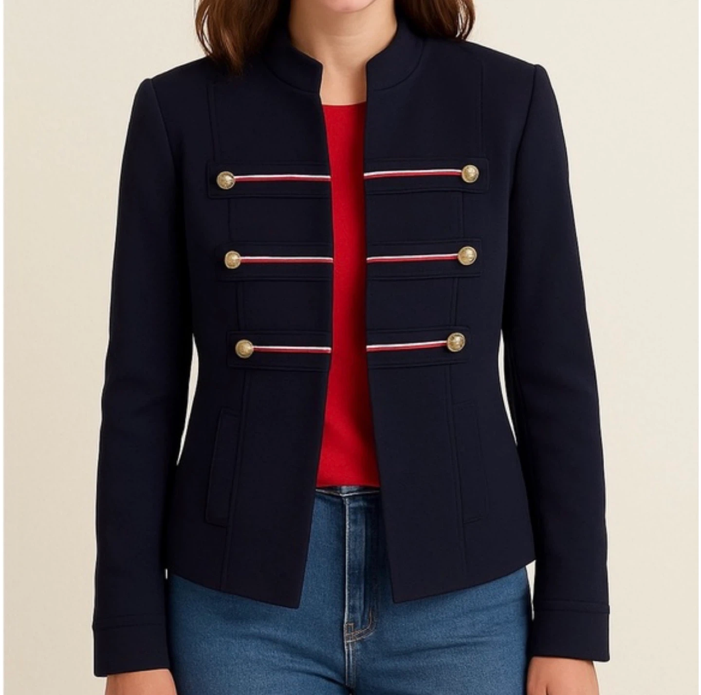 Tommy Hilfiger Navy Military Style Blazer Jacket