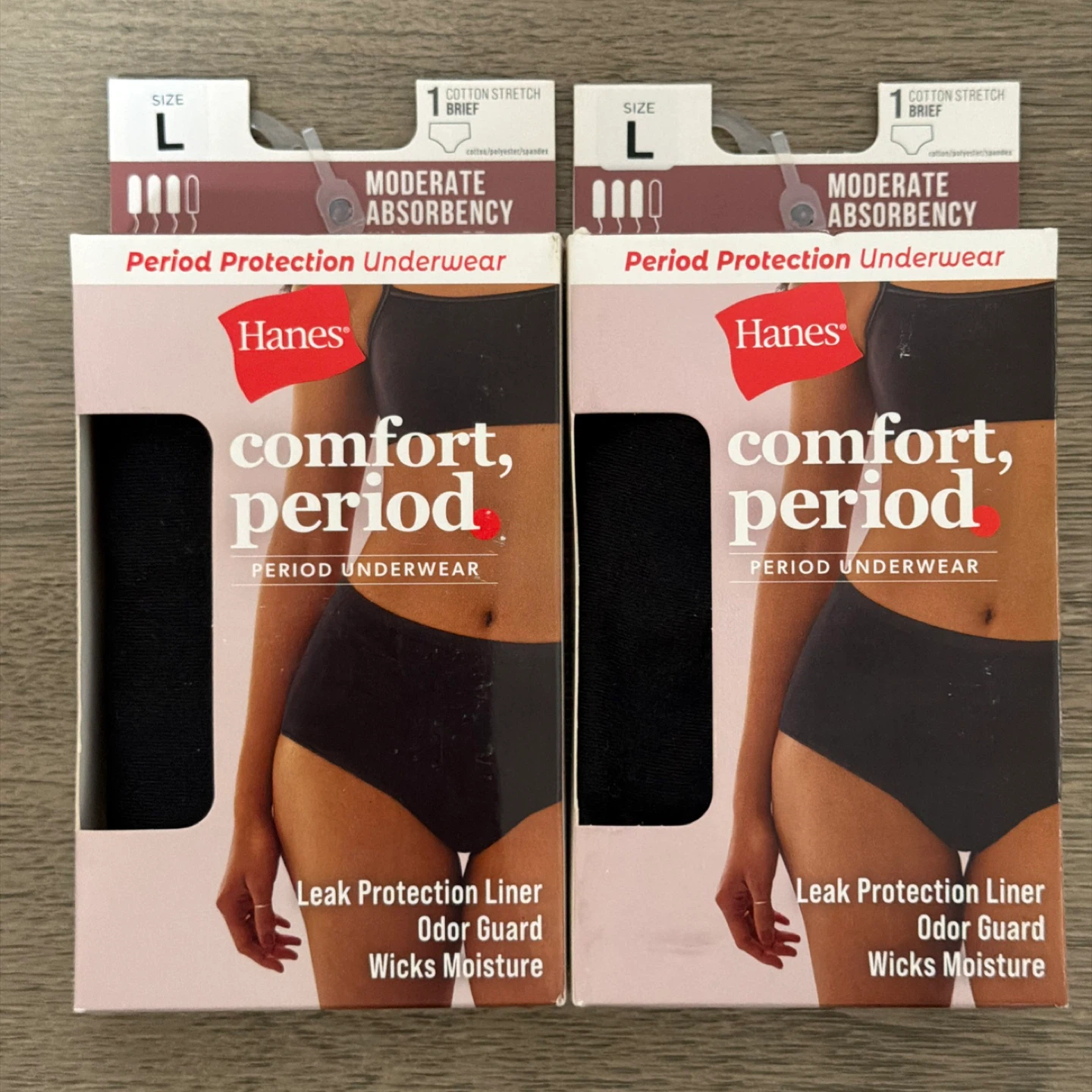 Hanes Comfort Period Period Underwear - Size L - (2 Pack)