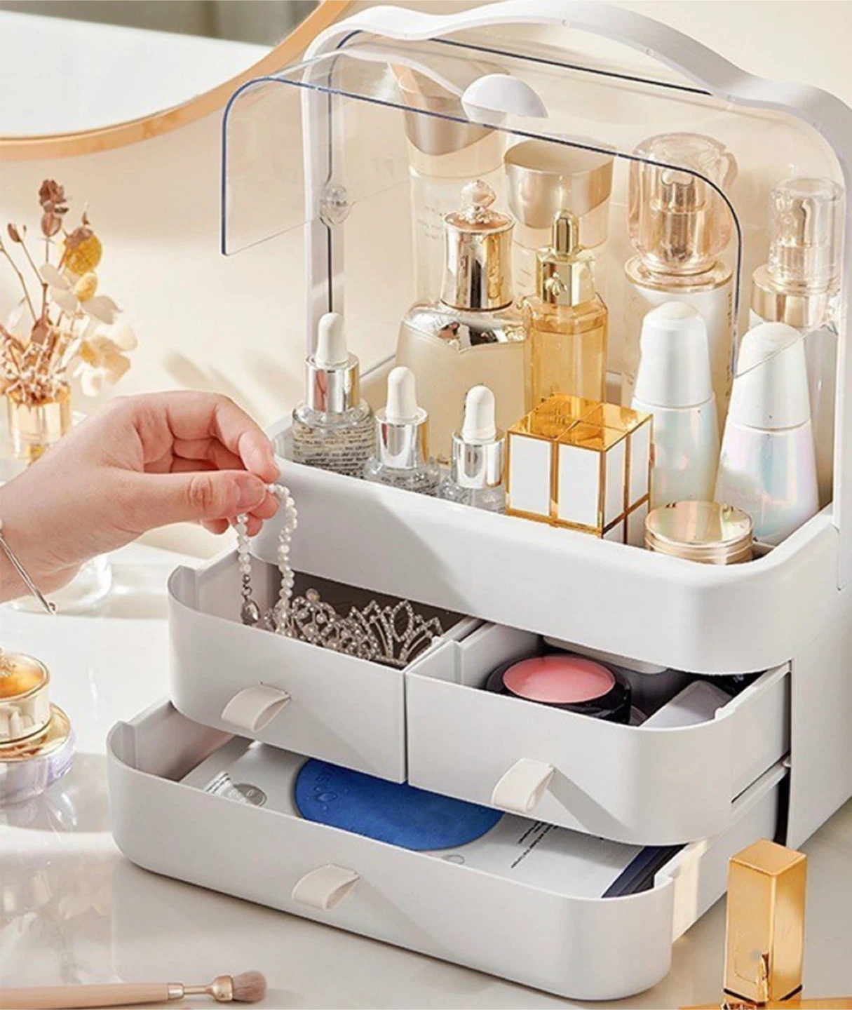 Makeup Organizer with Clear Lid and Drawers - photo 2