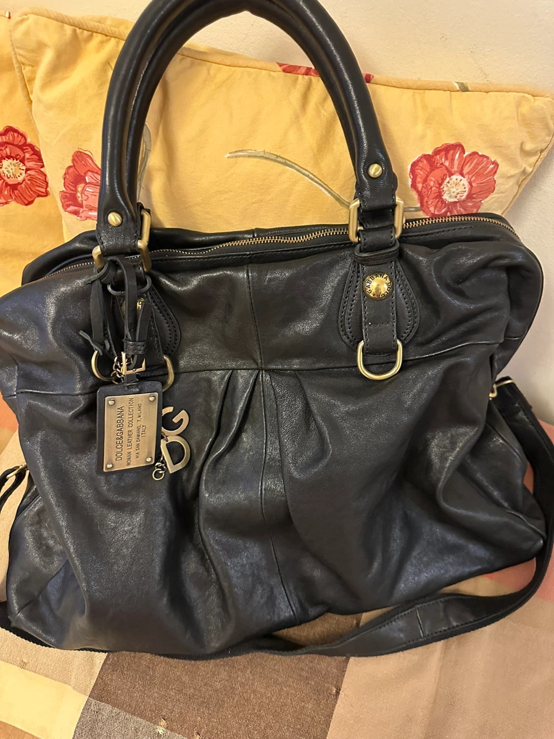 Auth DOLCE & GABBANA Black Leather Woman Bag