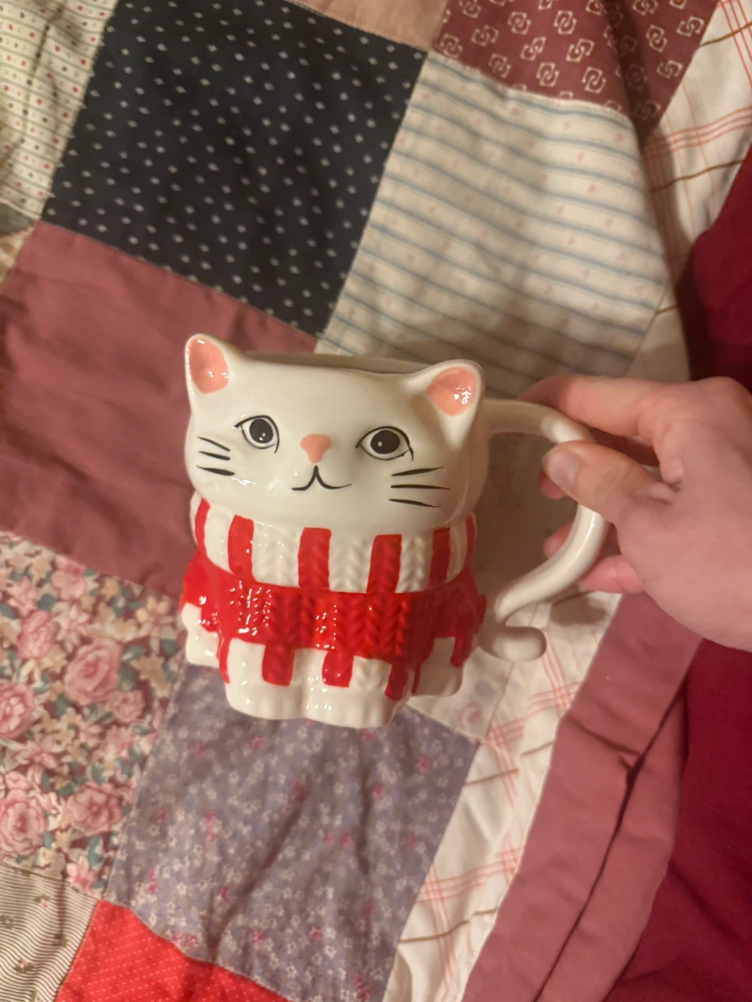 Cute Cat Mug with Red Scarf