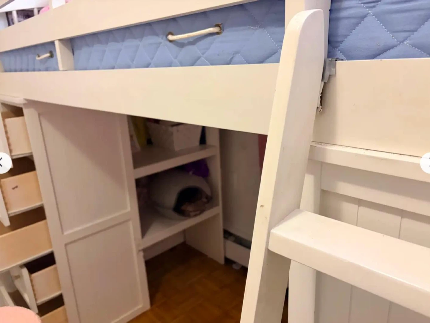 White Loft Bed with Desk and Storage - photo 4
