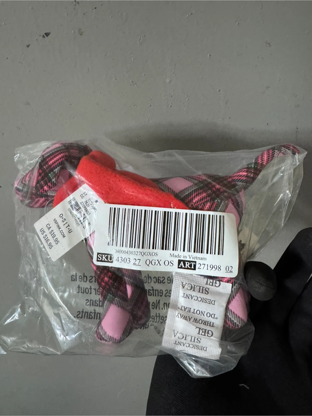 Victoria's Secret Pink Plaid Dog Plush Toy - photo 3