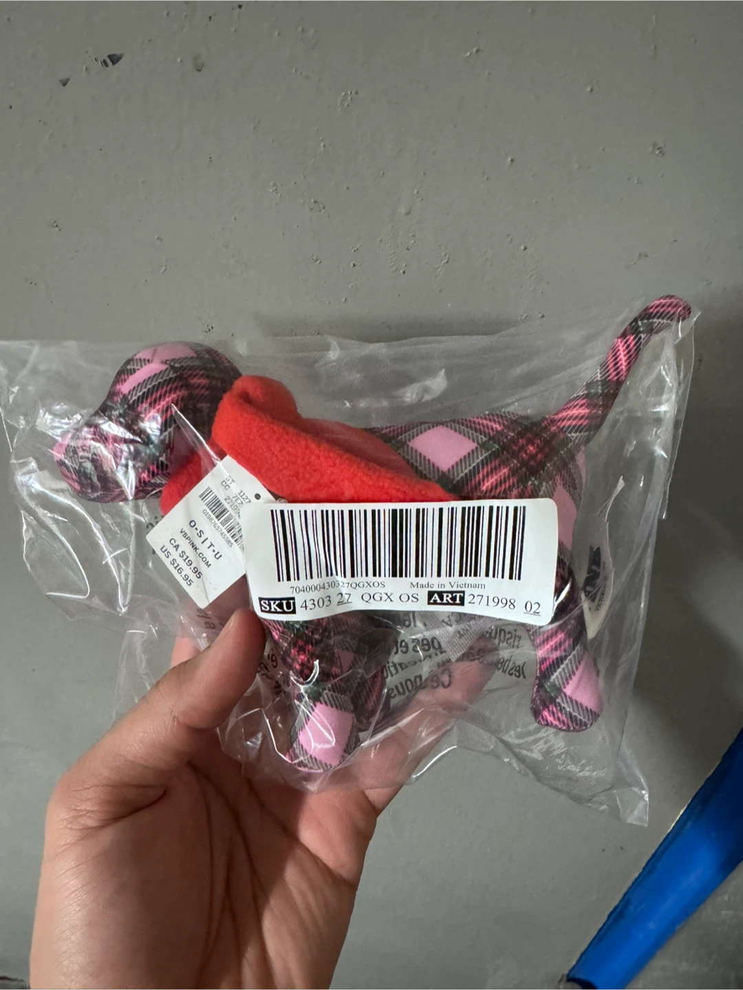 Victoria's Secret Pink Plaid Dog Plush Toy - photo 2