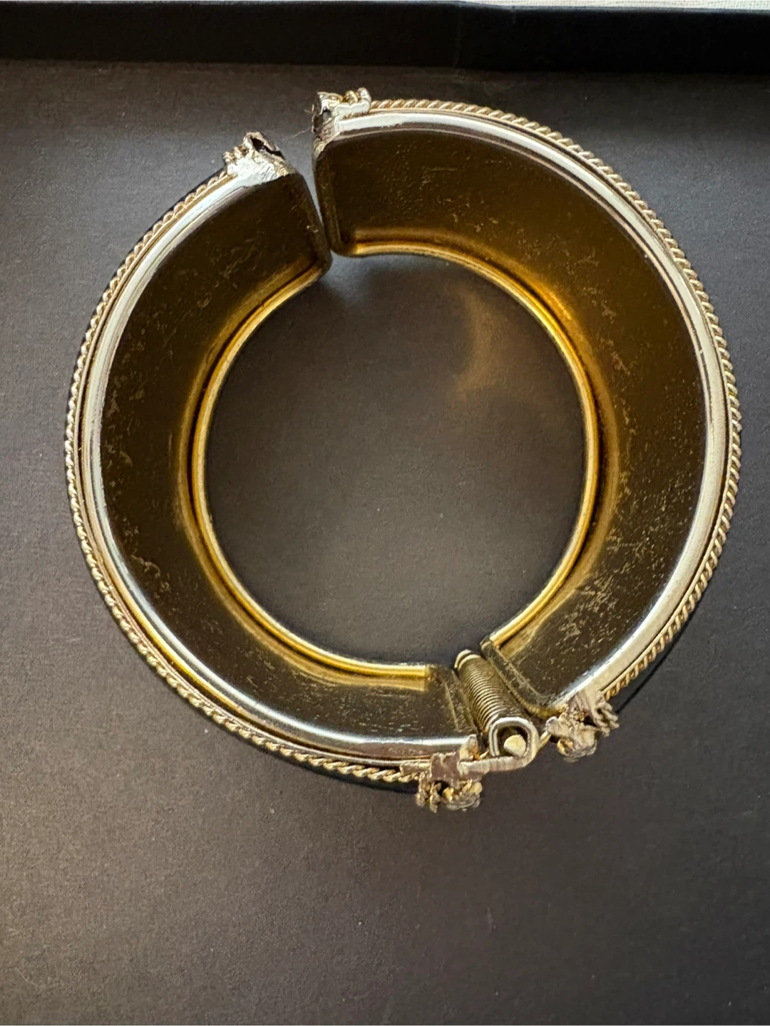 Vintage Gold Tone and Black Cuff Bracelet - photo 2