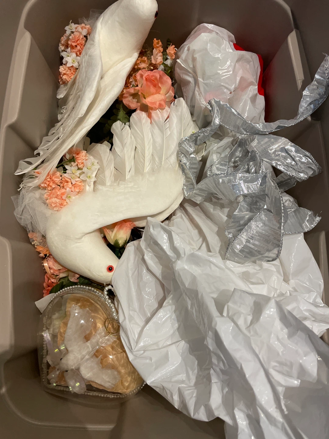 Wedding Decorations - Doves and Artificial Flowers