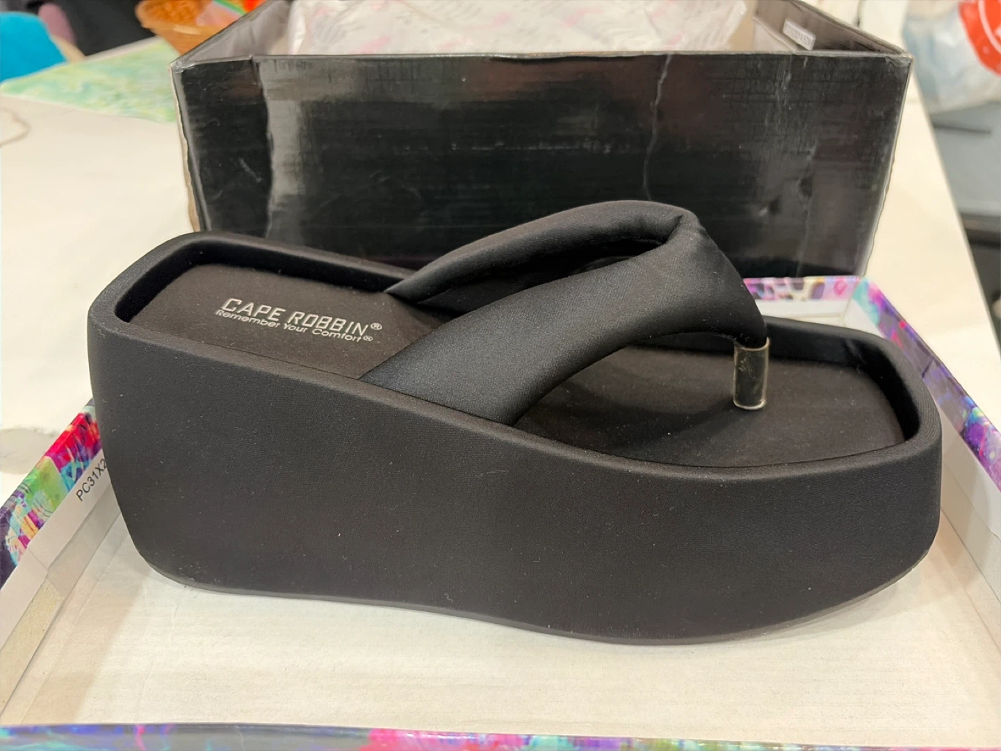 Cape Robbin Veronica Platform Flip Flops Black Size 8 - photo 4