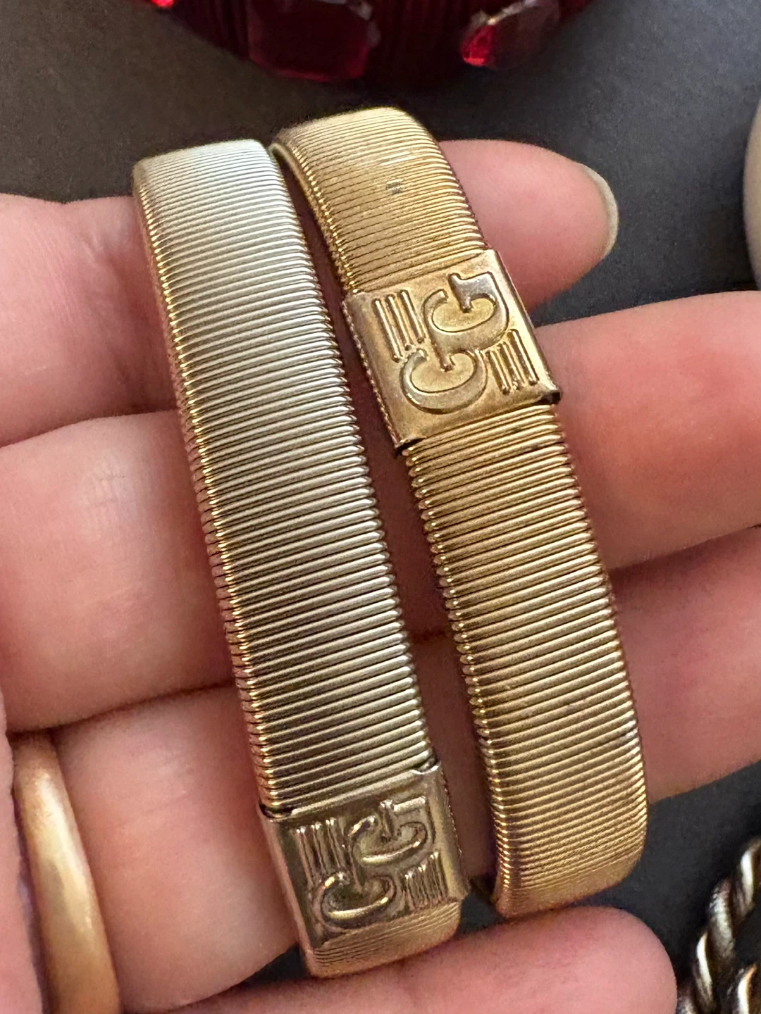 Vintage GG Elastic Bracelets - Gold Tone and Silver Tone