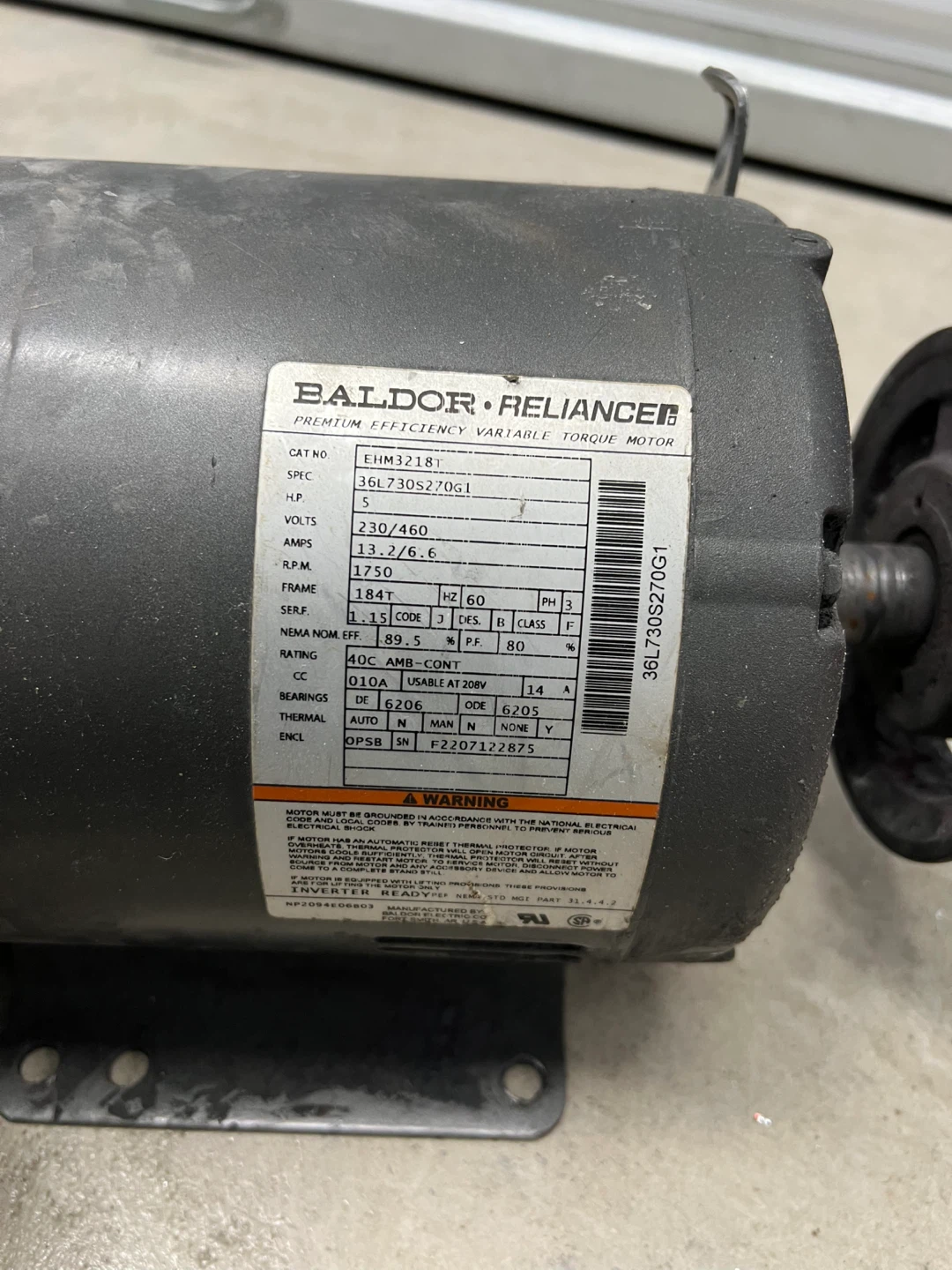 Baldor-Reliance Super-E 5HP 3-Phase Motor + 1 unknown motor - photo 3