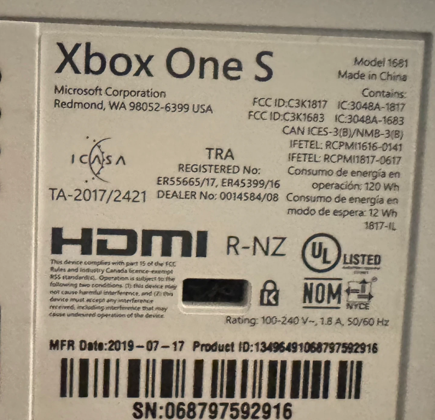 Microsoft Xbox One S 500GB Console - Model 1681 - photo 3