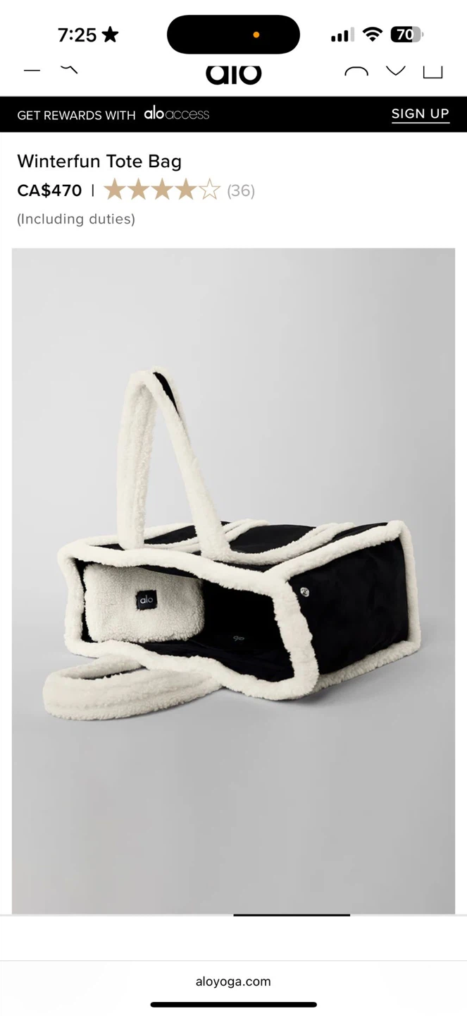 Alo Winterfun Tote Bag - Black/White Sherpa - photo 3