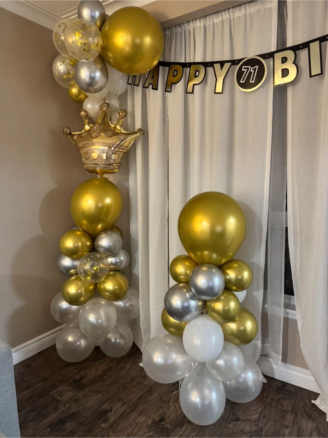 Gold and Silver Balloon Arch with Crown