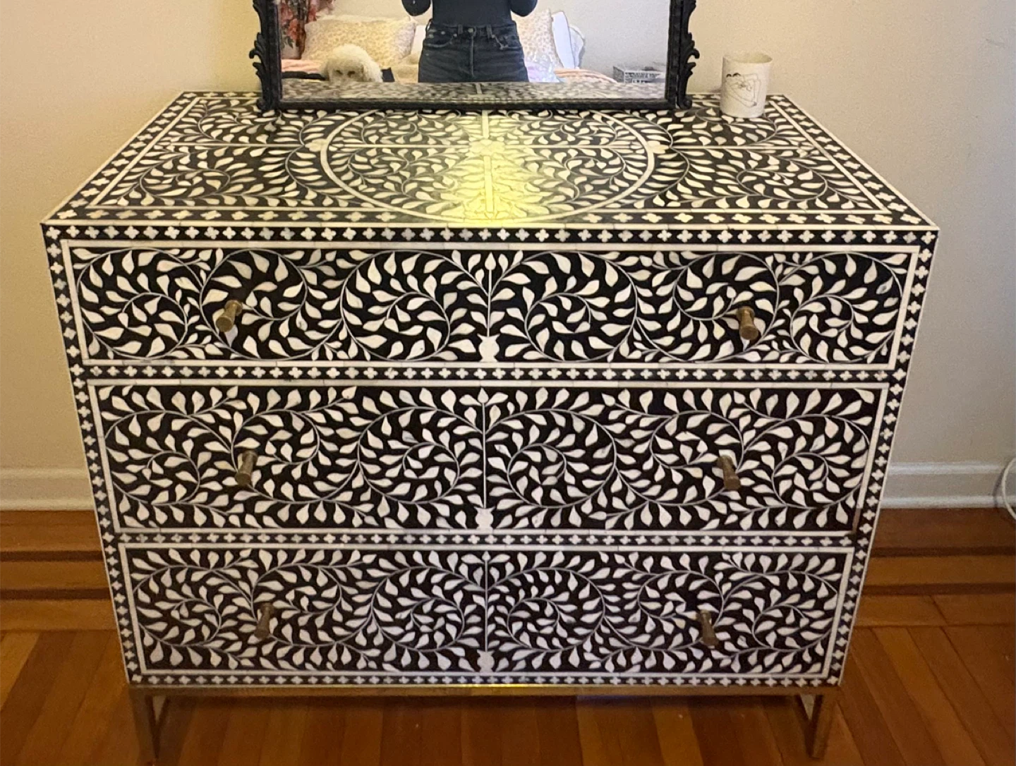 Bone Inlay Dresser Chest of Drawers