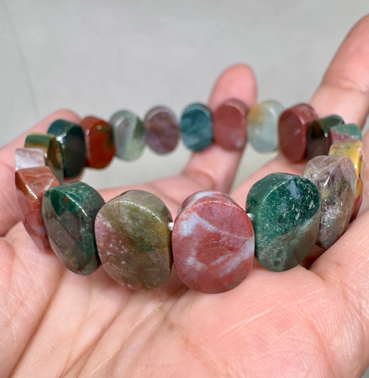Ocean Jasper Faceted Soft Bangle Bracelet