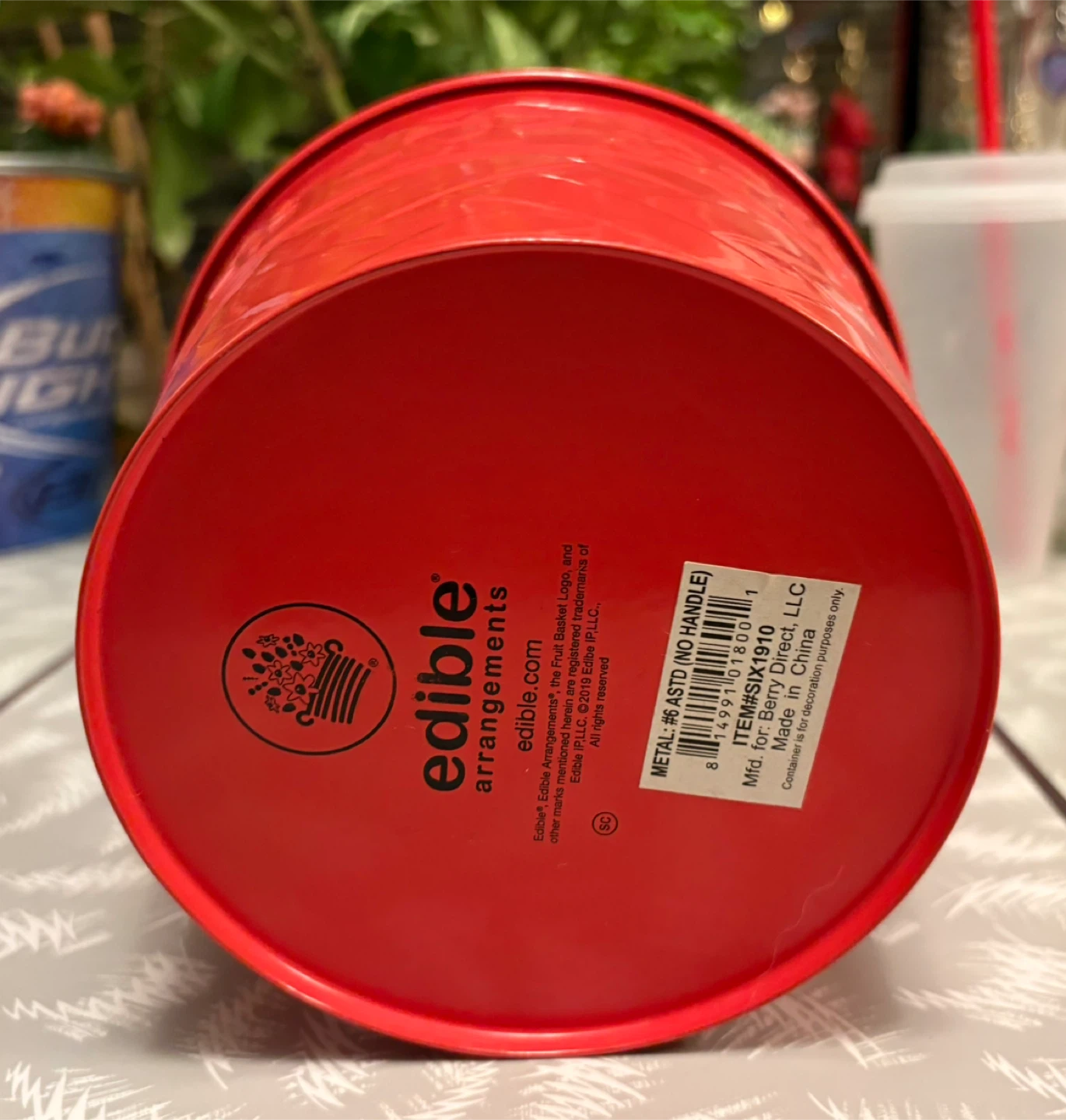 ✨✨6” Red Flower Tin Pot - photo 3