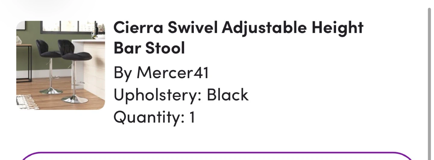 Mercer41 Cierra Swivel Adjustable Height Bar Stool - Black - photo 2