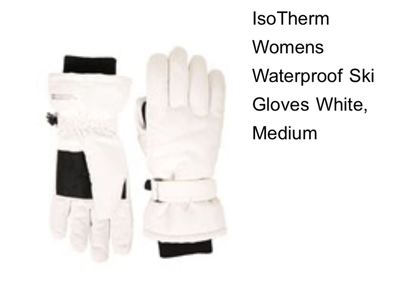 IsoTherm Womens Waterproof Ski Gloves White Medium