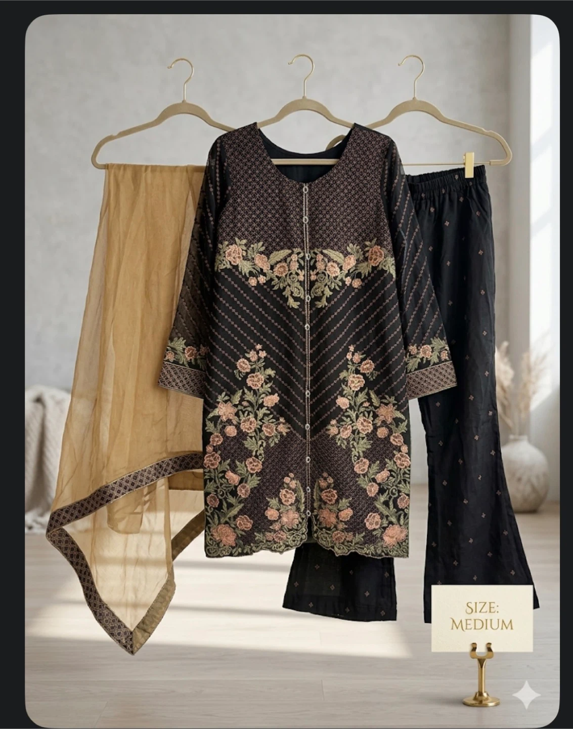 ✨ STUNNING PAKISTANI 3-PIECE FORMAL SUIT FOR EID! (MEDIUM)