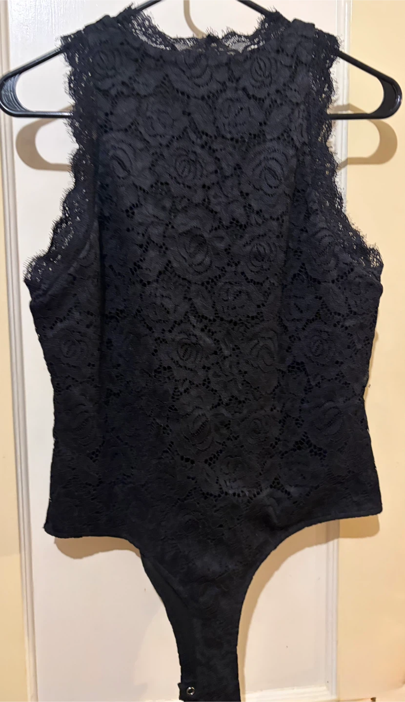 REORIA Black Lace Halter Bodysuit - photo 2