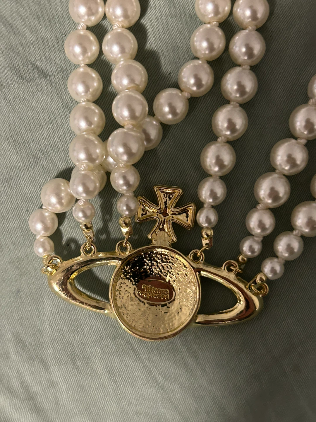 Vivienne Westwood high neck Three Row Pearl Orb Necklace - photo 3