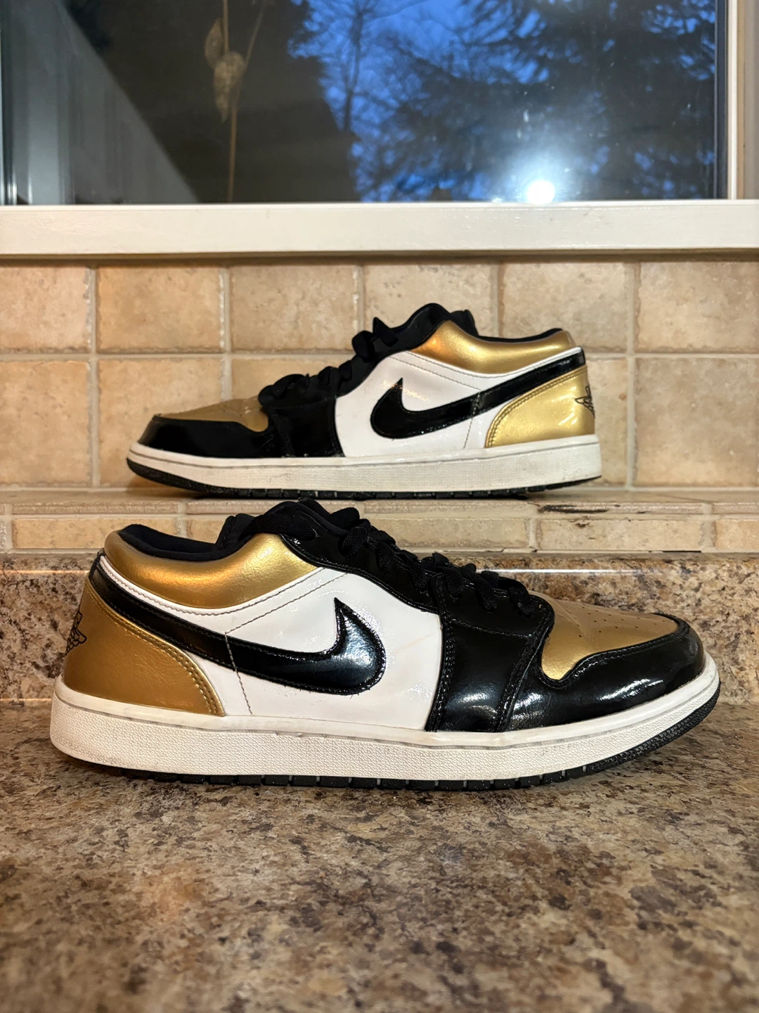 Air Jordan 1 Low Gold Black White Sneakers
