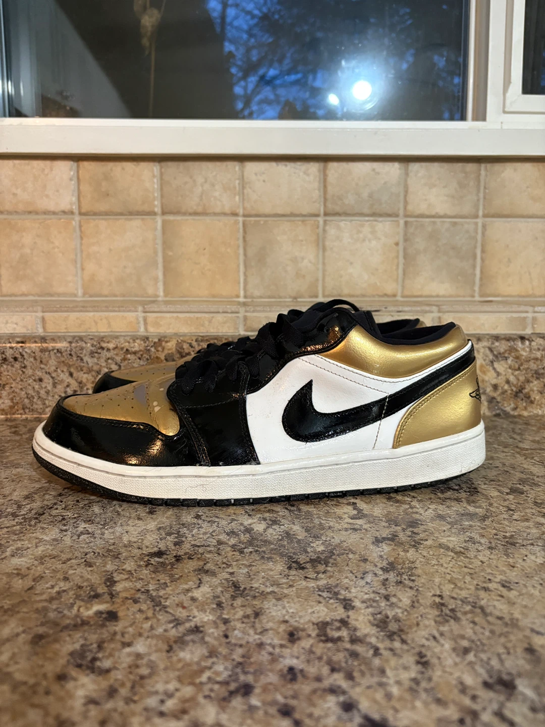 Air Jordan 1 Low Gold Black White Sneakers - photo 3