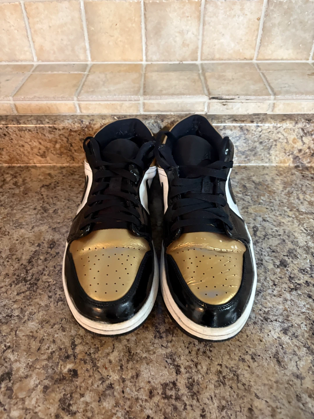 Air Jordan 1 Low Gold Black White Sneakers - photo 4