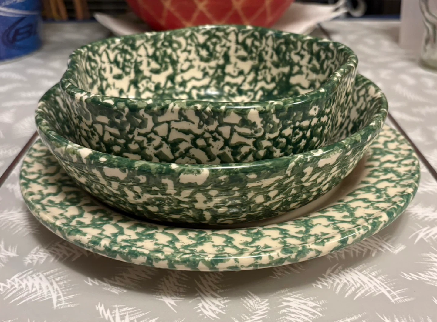 ✨✨Set of 3 Spongeware Bowls and Plates