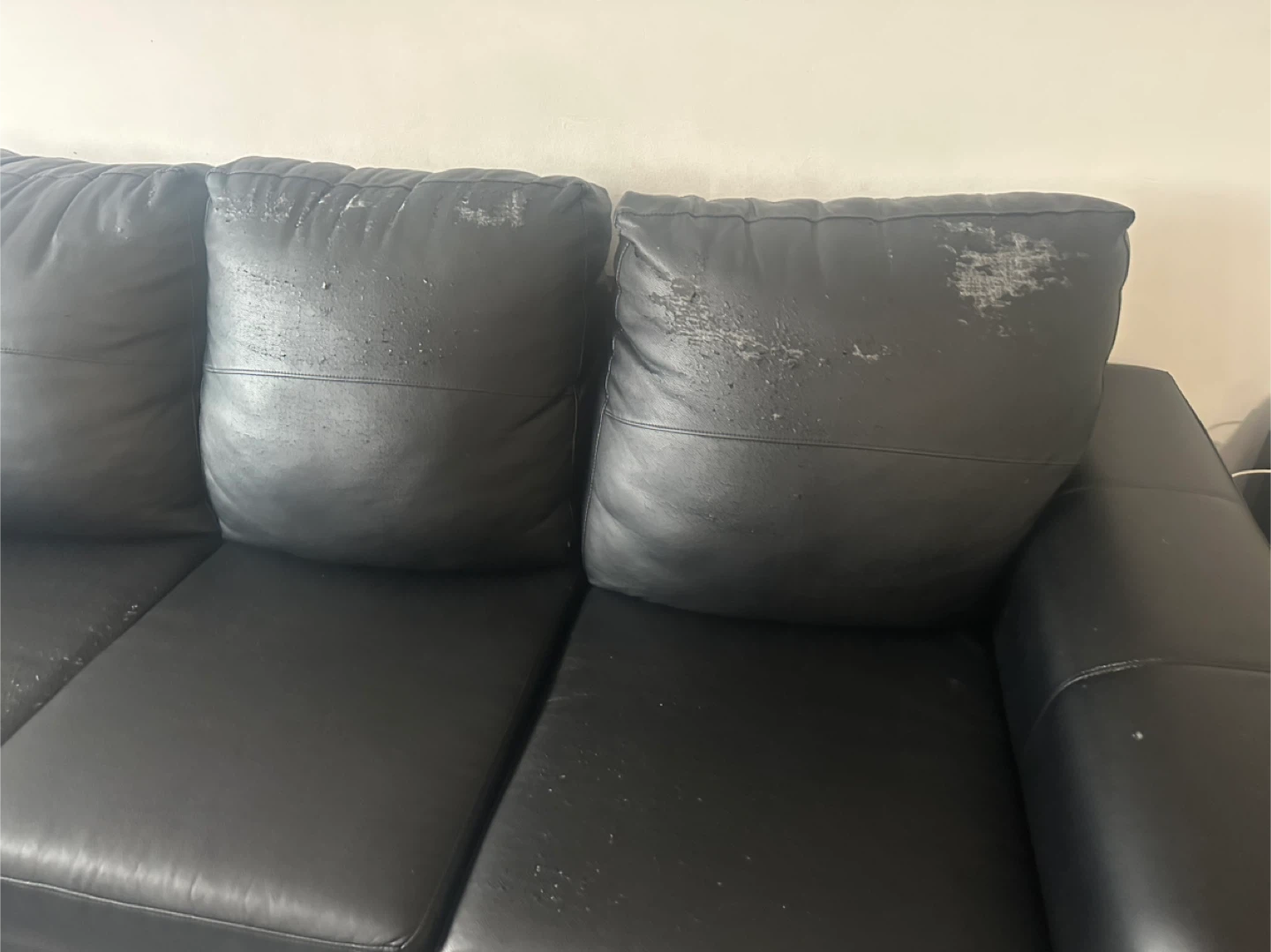 Black Faux Leather 3-Seater Sofa - photo 2